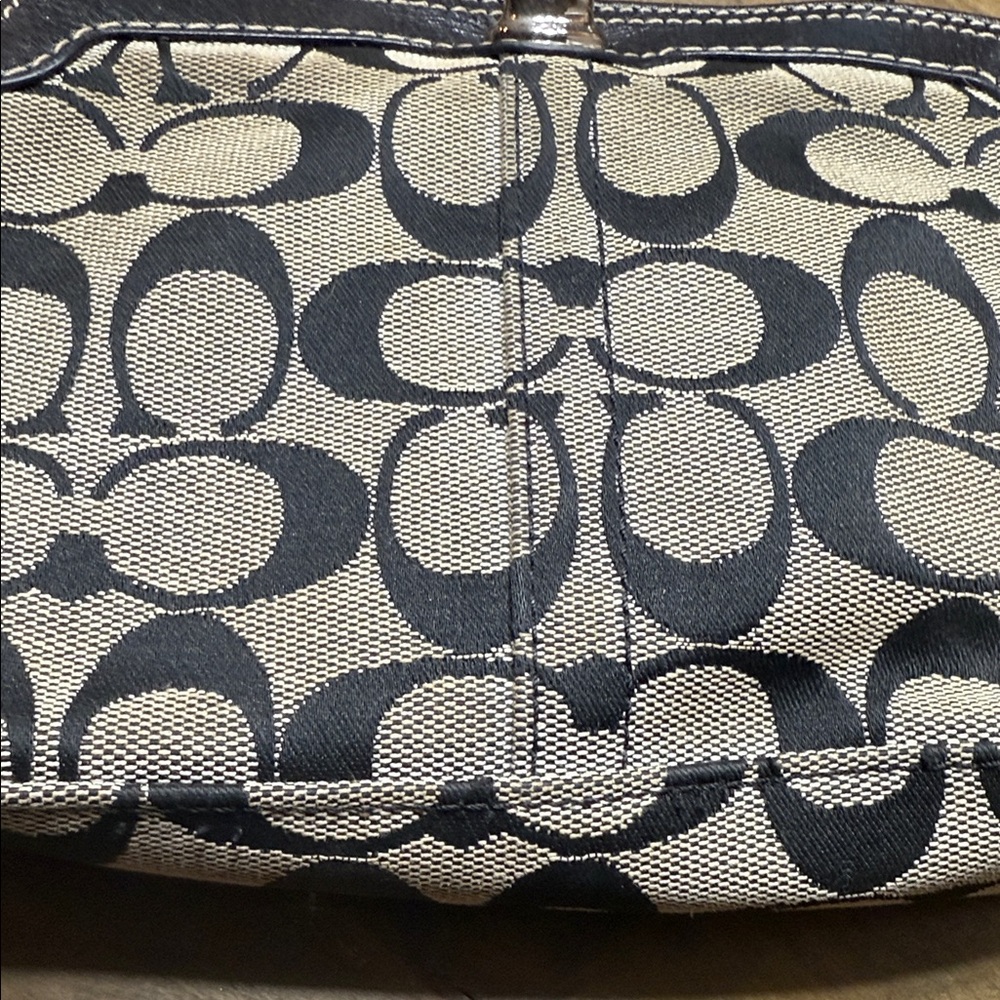 Coach Signature Black and Tan Clutch - Picture 2 of 5